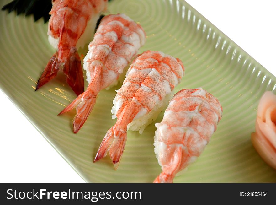 Delicious sushi with tiger shrimp. Delicious sushi with tiger shrimp