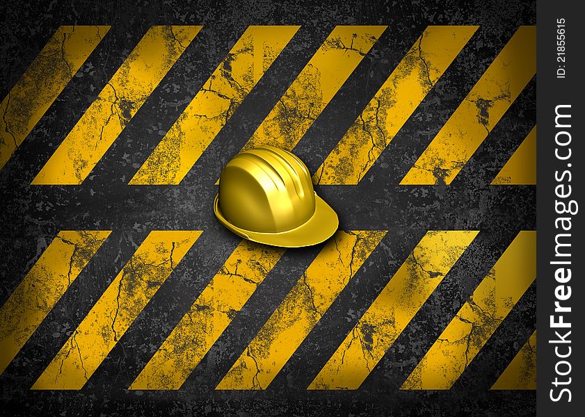 Under construction background with 3d helmet and grunge