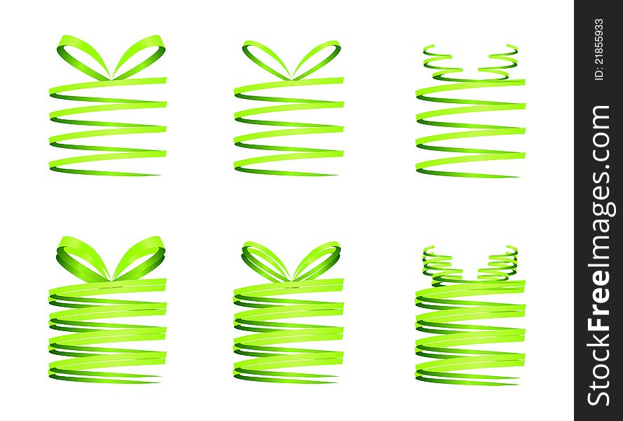 Set of six green christmas design gifts.