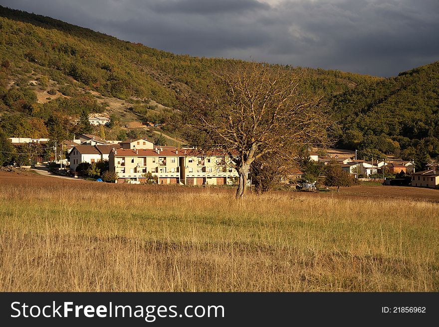 A view of mountain village after the storm