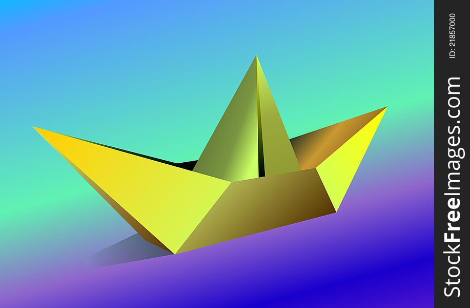 Paper boat on a colour background