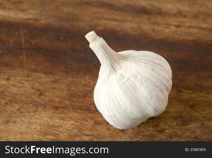 Garlic On Wood Background