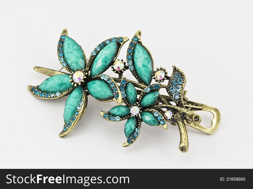 Female blue hair clip made of brass
