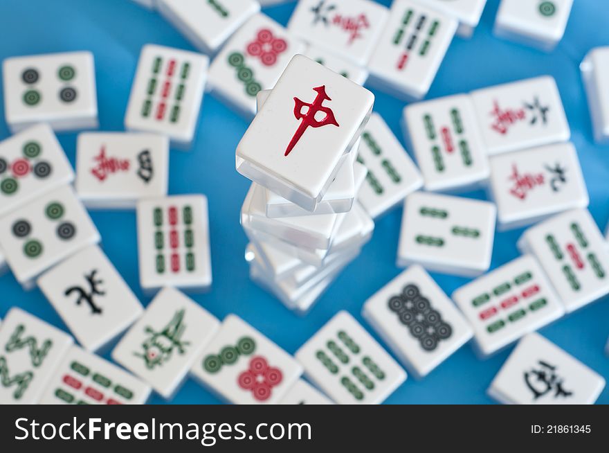 Stack of mahjong tiles with center