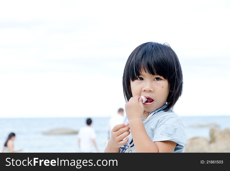 Young girl on the beach, Hua Hin Thailand