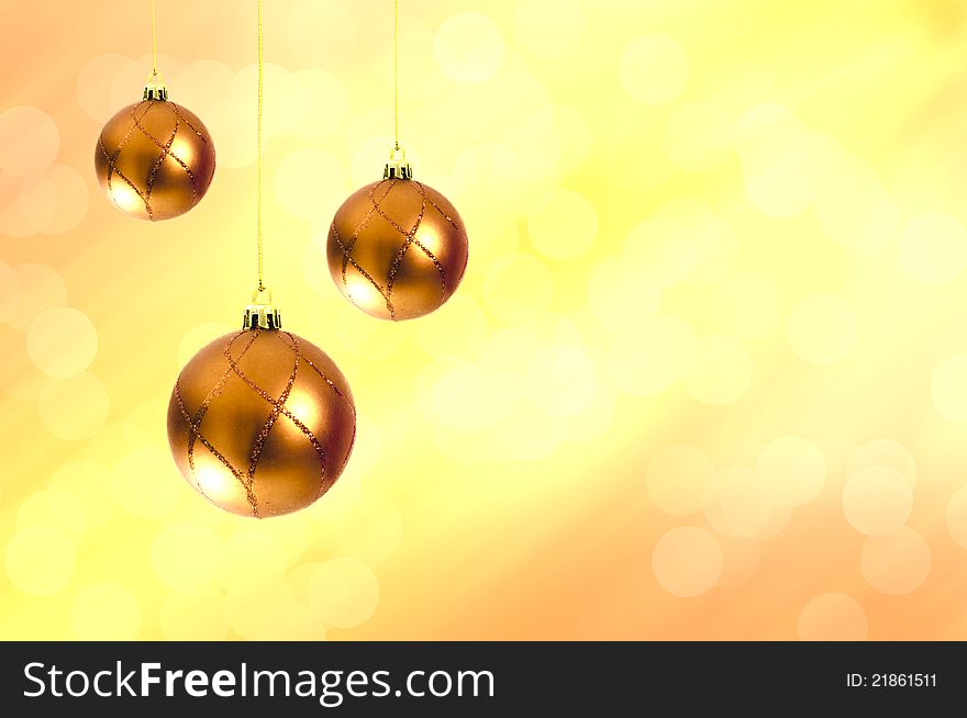 Three hanging ball shape christmas decor in golden color