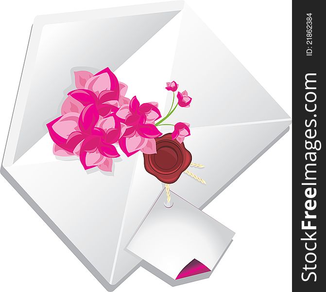 Holiday envelope with flowers. Illustration