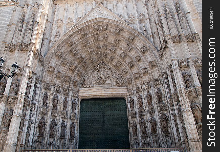 Portal of the Cathedral of Seville in Spain. Portal of the Cathedral of Seville in Spain