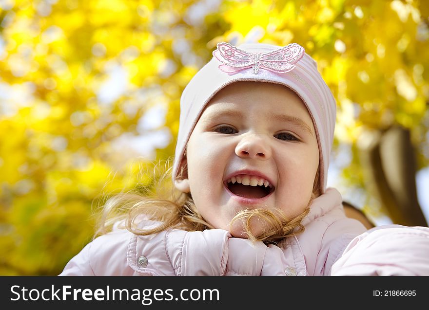 Autumn portrait of cute little caucasian girl. Autumn portrait of cute little caucasian girl