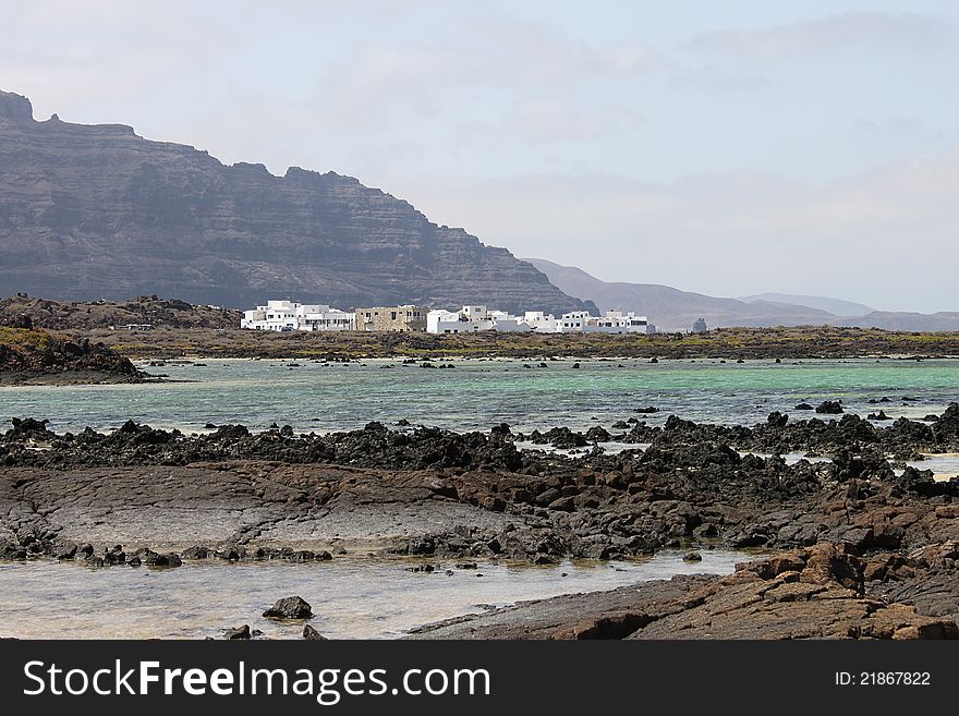 Orzola town from the beach. Orzola town from the beach