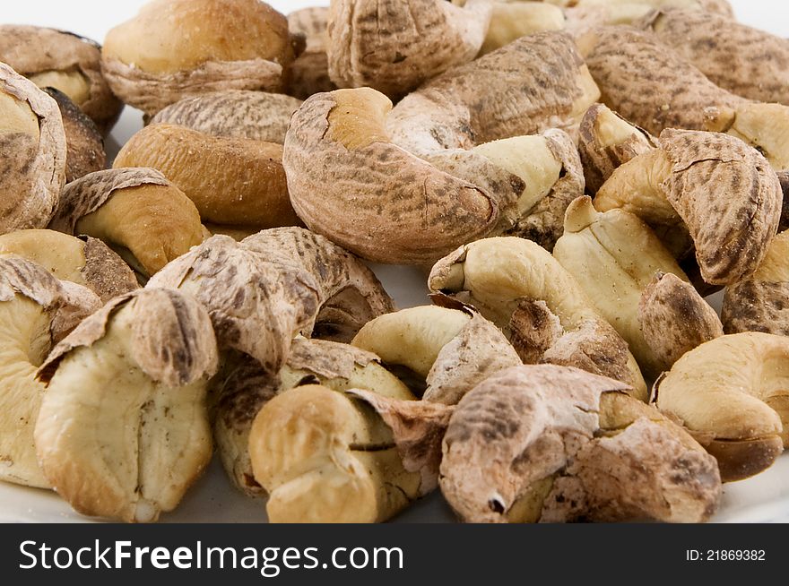 Roasted cashew nuts, closeup