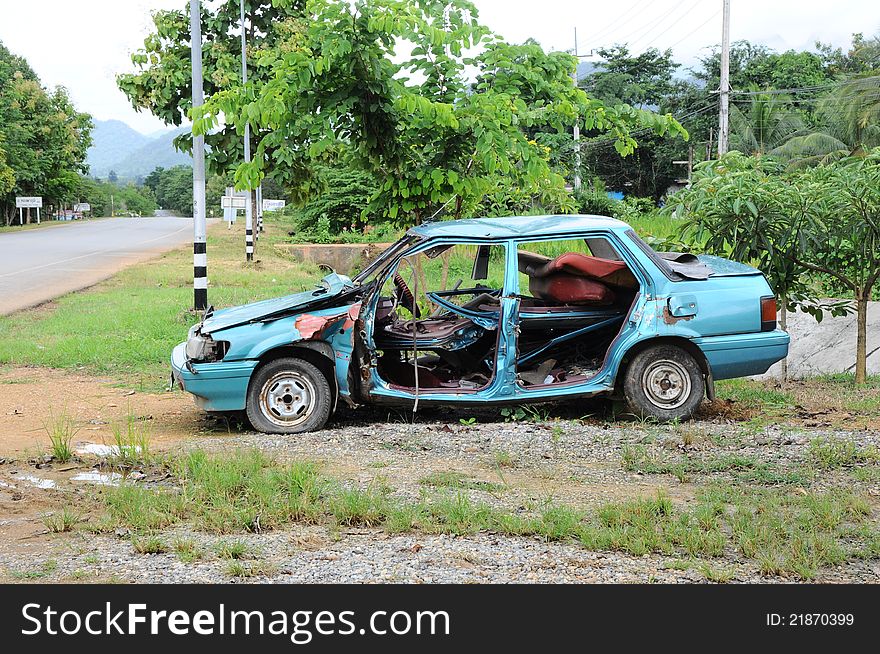 Destroyed abandoned car