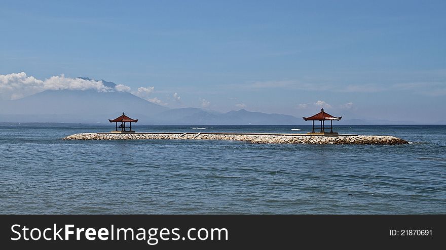 Two places for meditation surrounded by the water