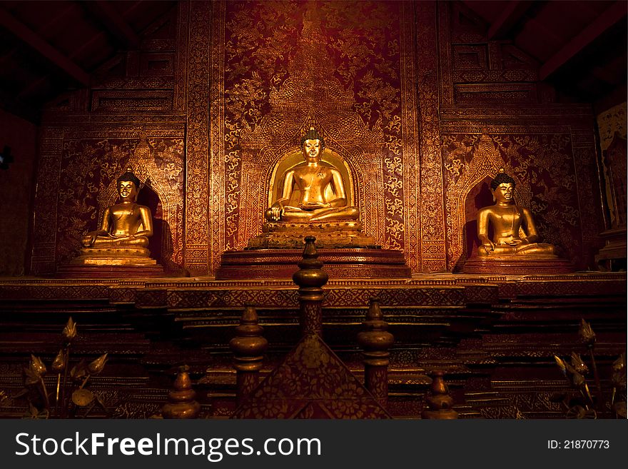 Three golden Buddha Buddha in Thailand. Three golden Buddha Buddha in Thailand.