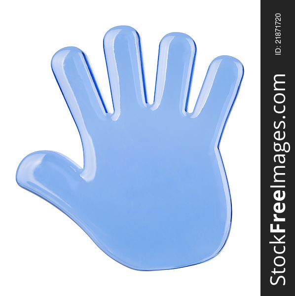 Plastic blue and transparent hand isolated on white background. Plastic blue and transparent hand isolated on white background