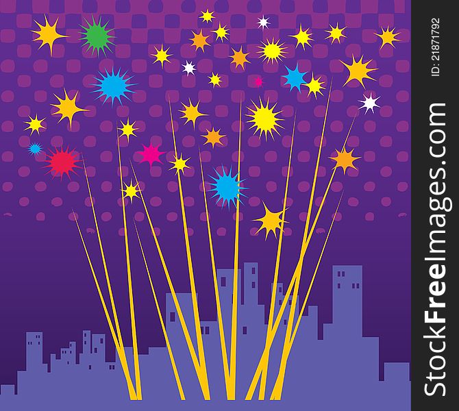 Abstract color fireworks, color illustration. Abstract color fireworks, color illustration