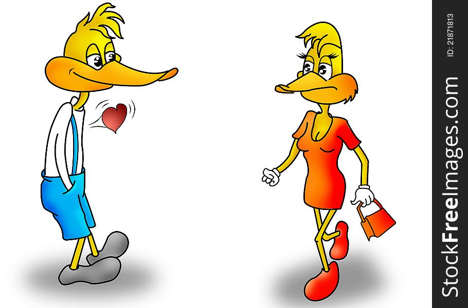 Sweet pair of ducks in comic style. Sweet pair of ducks in comic style
