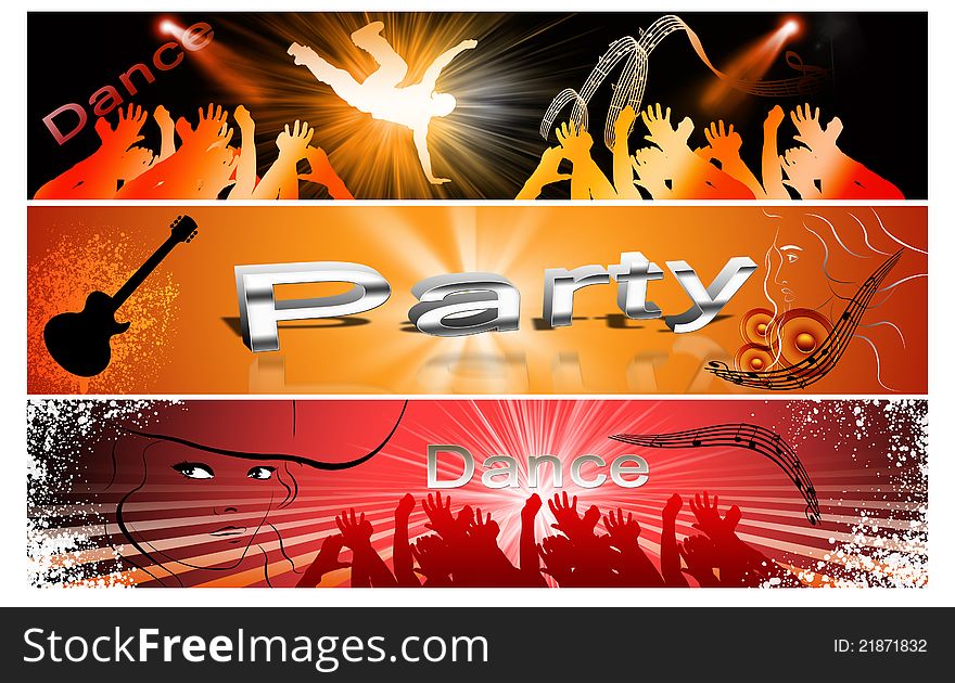 Beautifil party banner set  with silhouette