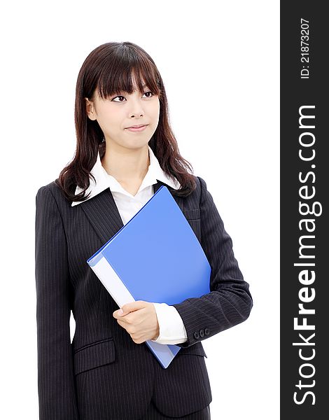 Young asian business woman holding a file documant