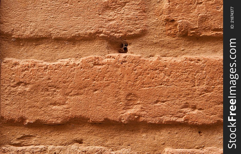 Old Brick Brown Wall Is Closeup