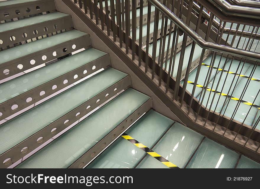 Modern metal staircase on industrial design building. Modern metal staircase on industrial design building