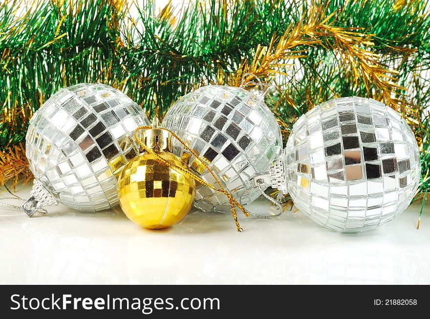 Christmas decorative balls from small mirrors and decoration. Christmas decorative balls from small mirrors and decoration