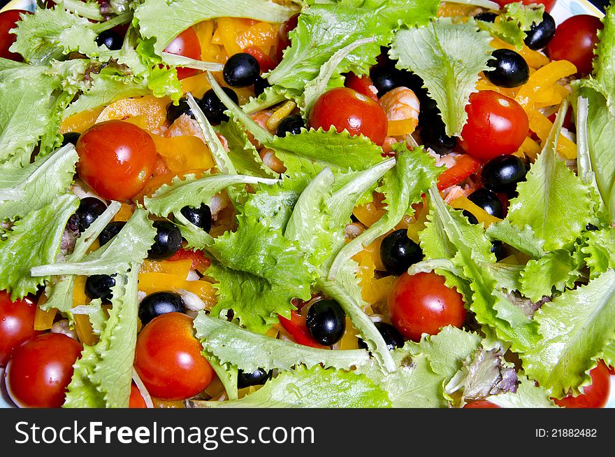 Healthy fresh salad closeup background