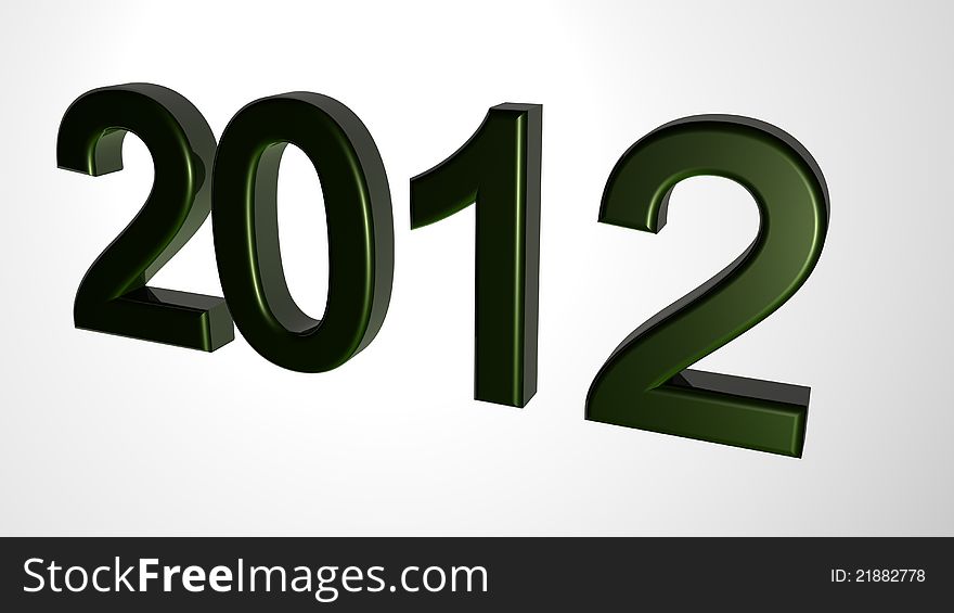 2012 metallic green 3d font on white background