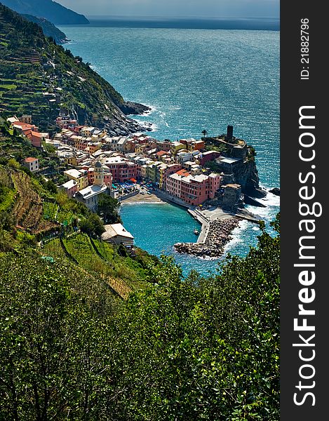 View from above of Vernazza village, Cinque Terre, Italy. View from above of Vernazza village, Cinque Terre, Italy.