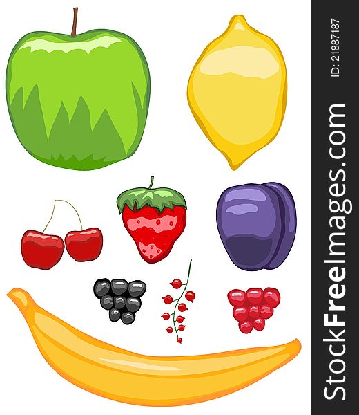 Juicy abstract icons of fruits and berries. Juicy abstract icons of fruits and berries