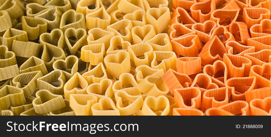 Italian flag made from color pasta of heart