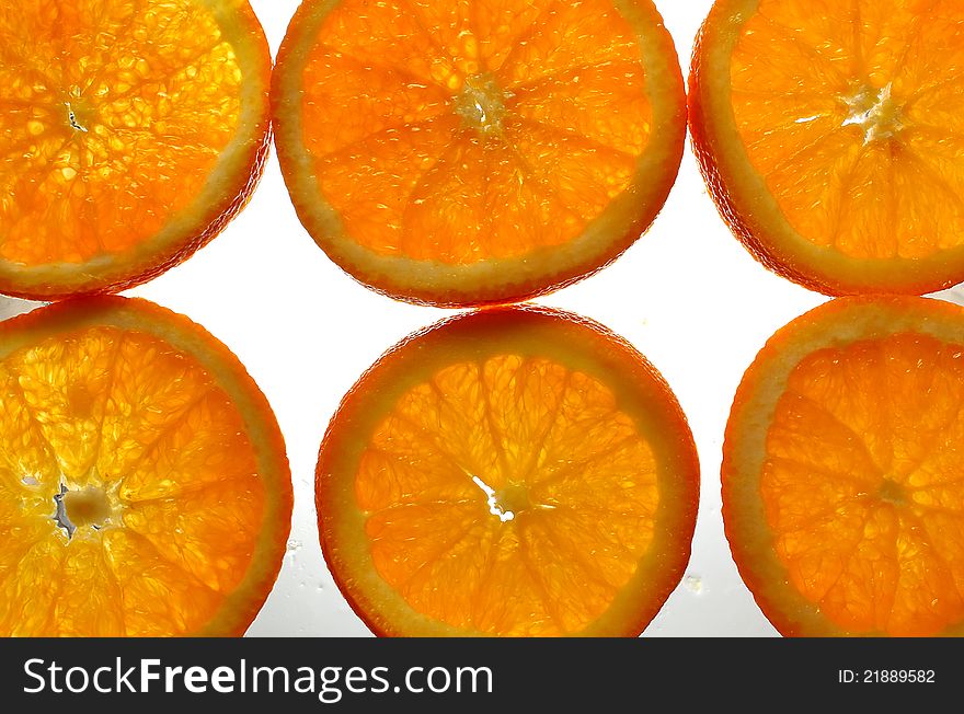 Oranges sliced ready for juicing