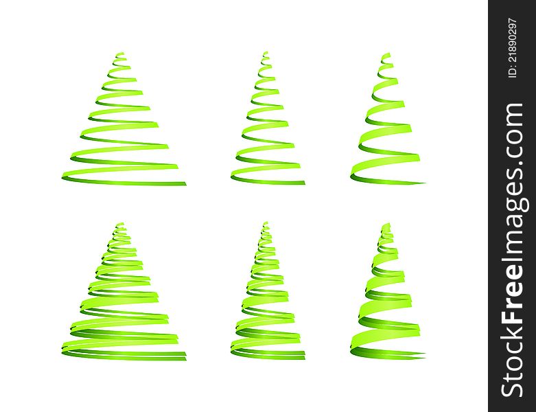 Set of six green Christmas tree design.