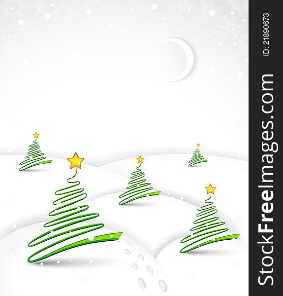 Christmas illustration with abstract Christmas trees