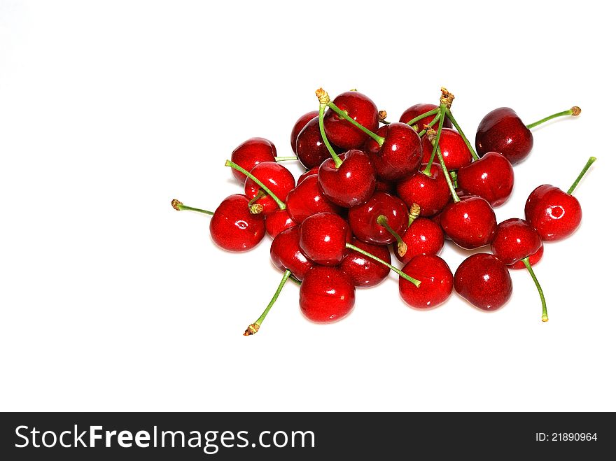 Many juicy red cherries from the garden. Many juicy red cherries from the garden