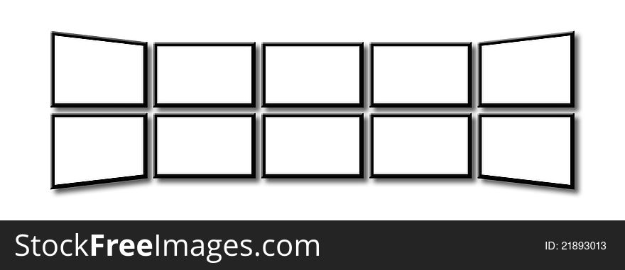 TVs with blank space isolated on white, lcd