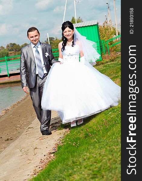 Happy bride and groom