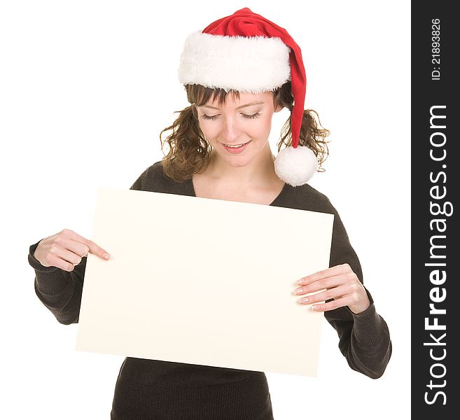 Young girl in Santa hat