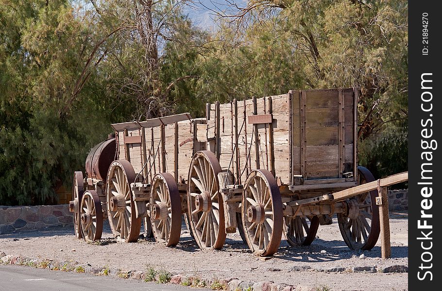 Train of wagons by Death Valley California used for moving goods. Train of wagons by Death Valley California used for moving goods