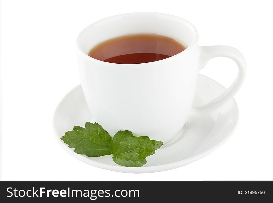 Cup of black tea. Isolated on white background