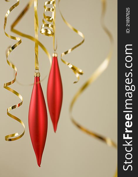 Christmas decorations with gold ribbons