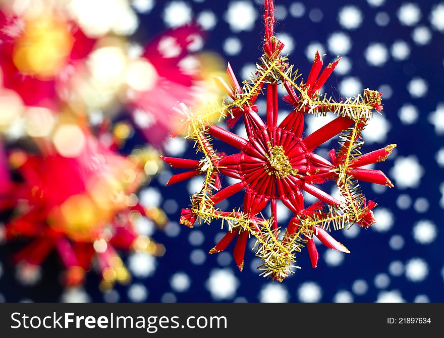 Christmas star decoration on starry background. Christmas star decoration on starry background