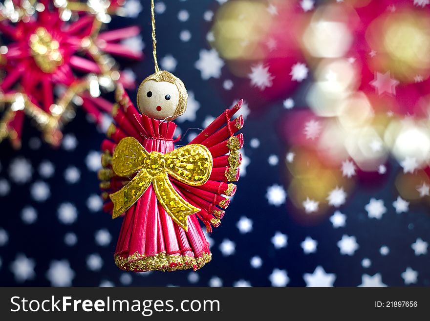 Christmas decoration with angel and stars