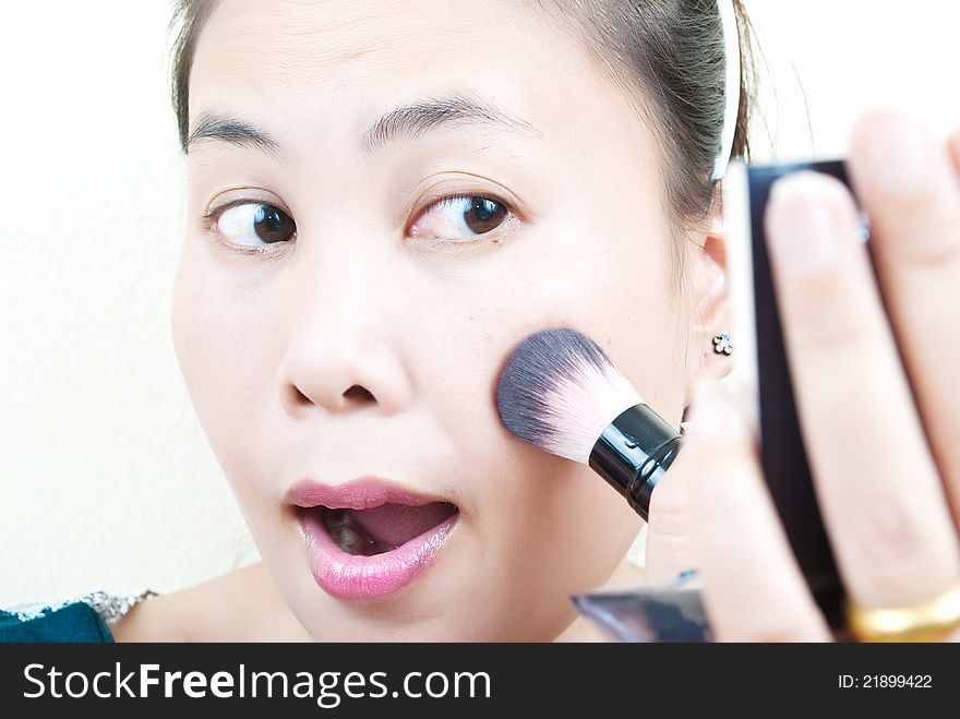 Close Up Asian Young Woman Make Up.