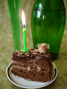 Chocolate Cake With Candle Royalty Free Stock Photo Chocolate Cake With Candle Royalty Free Stock Photo