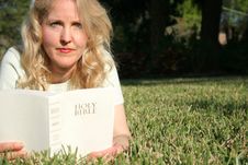 Woman Reading Holy Bible In Gr Royalty Free Stock Photography Woman Reading Holy Bible In Gr Royalty Free Stock Photography