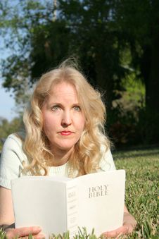 Woman Reading Holy Bible In Gr Stock Photos Woman Reading Holy Bible In Gr Stock Photos