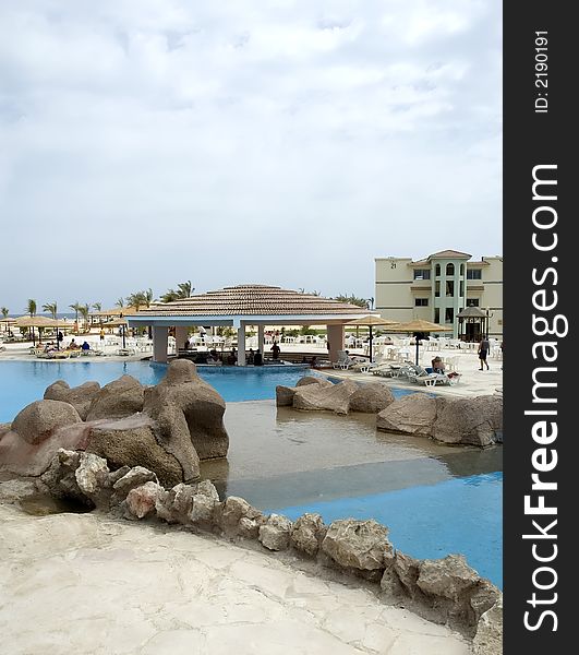 Overview at wide angle at the Red sea resort, Egypt,. Overview at wide angle at the Red sea resort, Egypt,