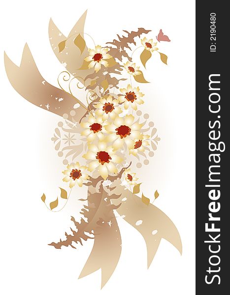 Beige and cranberry colored flowers , background illustration over a white background. Beige and cranberry colored flowers , background illustration over a white background.