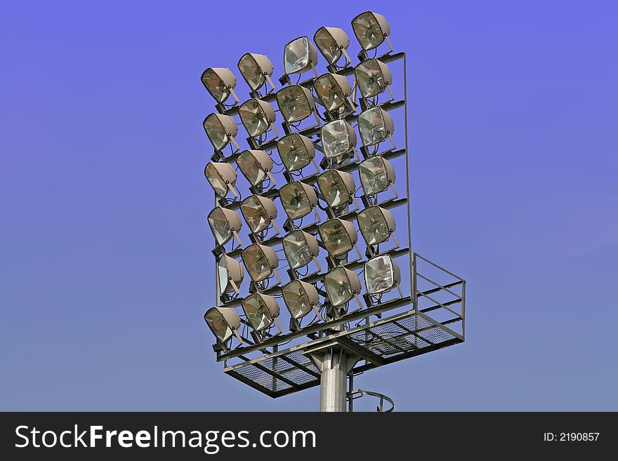 Light tower at a football stadium. Light tower at a football stadium